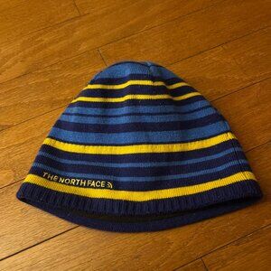 The North Face Snow Hat Beanie Blue Yellow Stripes Striped Ski Outdoor Youth